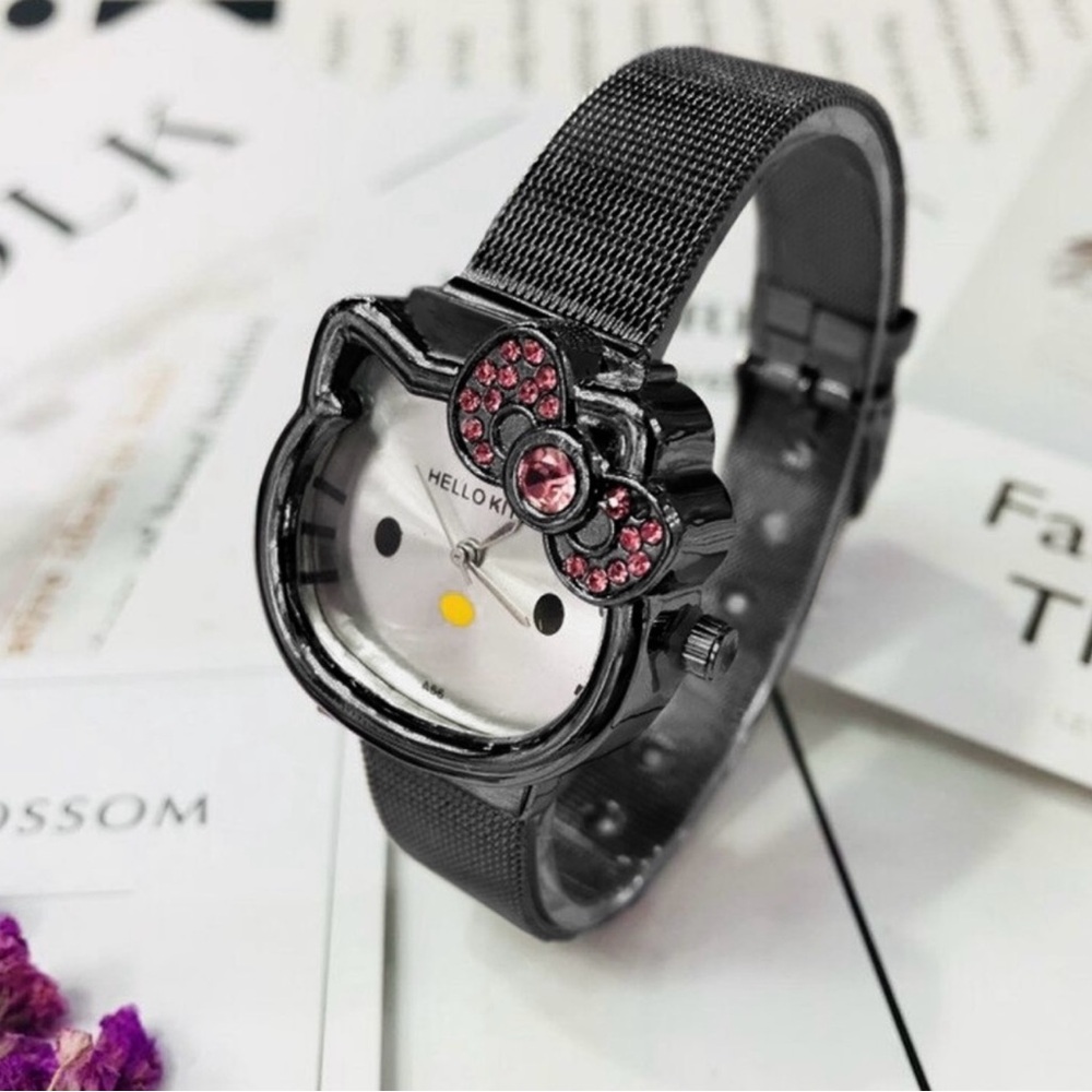Hello Kitty , NWT, Black and Pink Crystal Watch